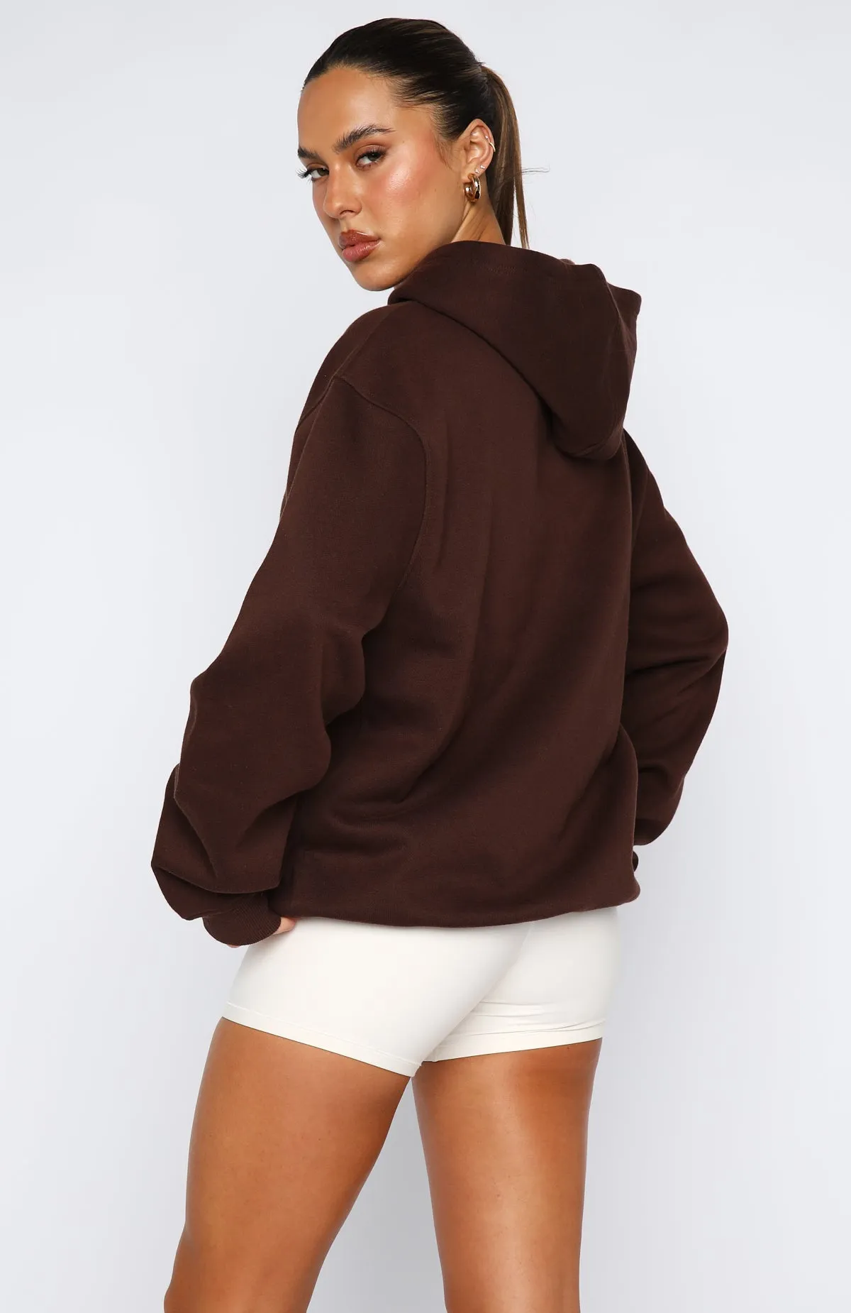Winning Team Oversized Hoodie Chocolate Quick Release Fastener