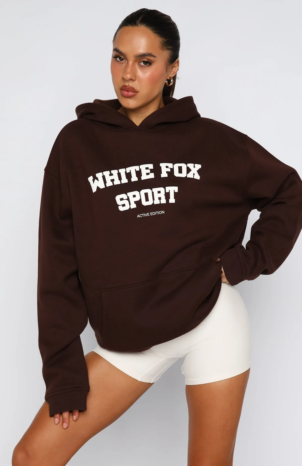 Bonded Seam Tape Winning Team Oversized Hoodie Chocolate