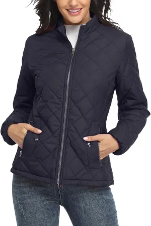 Winter Coats for Women Casual Long Sleeve Warm Quilted Jacket Full Zip Cropped Puffer Coat 2024 Outdoor Outing Outwear