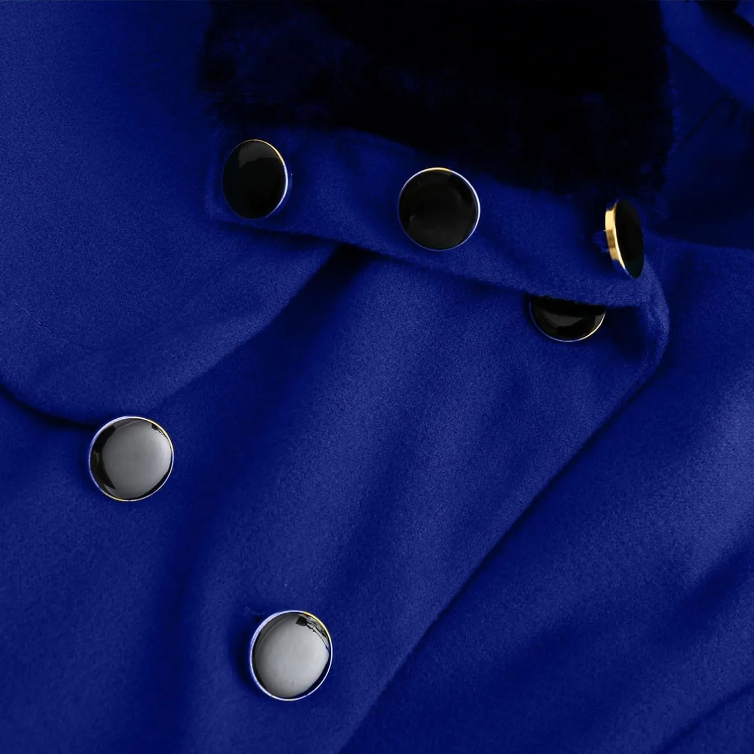 Winter Coats for Women Thick Warm Wool Blend Trench Coat Faux Fur Lapel Double-Breasted Peacoats with Belt