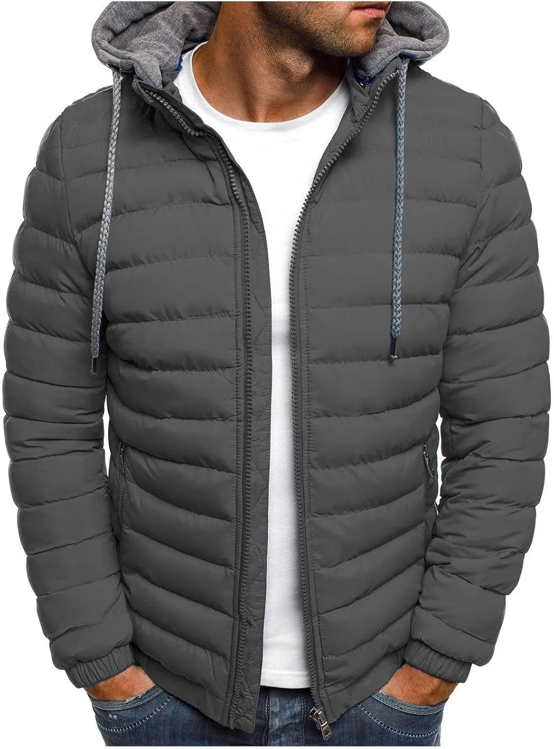 Winter Jackets for Men Lightweight Puffer Jacket Zip up Padded Coat Packable Down Jacket Quilted Insulated Jacket