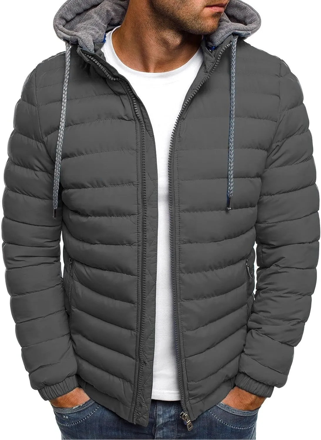 Winter Jackets for Men Lightweight Puffer Jacket Zip up Padded Coat Packable Down Jacket Quilted Insulated Jacket