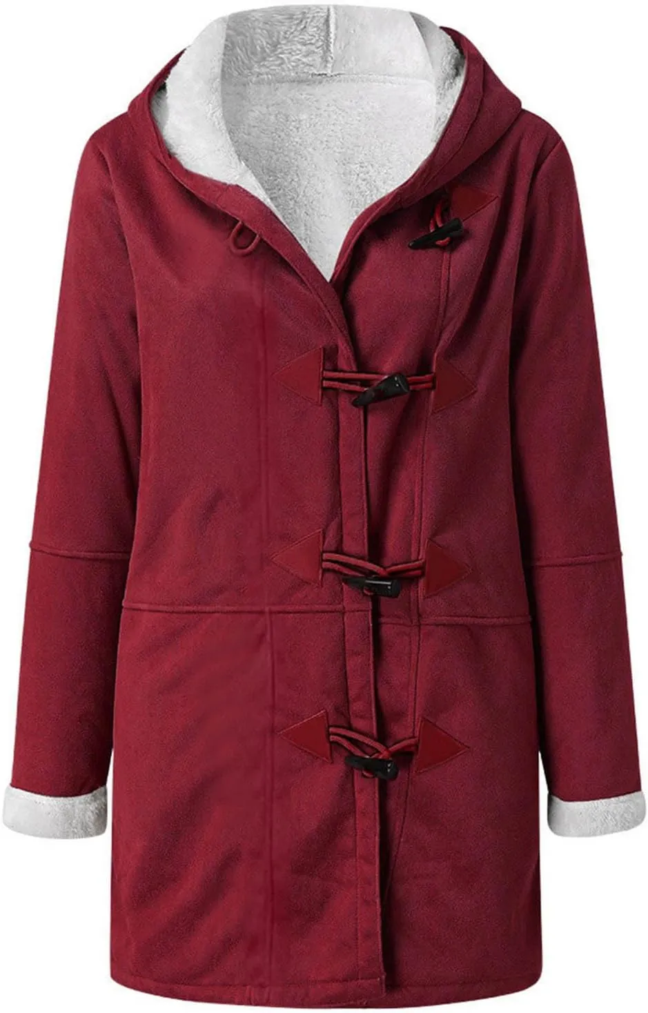 Winter Sherpa Lined Coats for Women Plus Size Button Down Fleece Hooded Jacket Trendy Fuzzy Thermal Thick Outwear