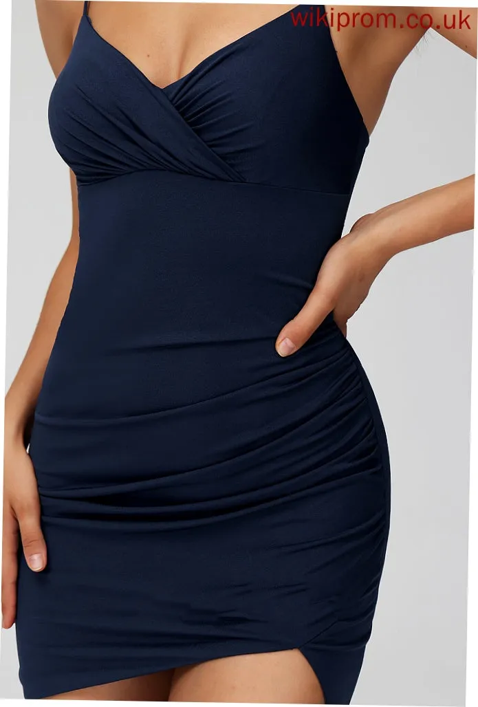 With Jersey Short/Mini Homecoming Dress Homecoming Dresses Madalyn Pleated V-neck Sheath/Column