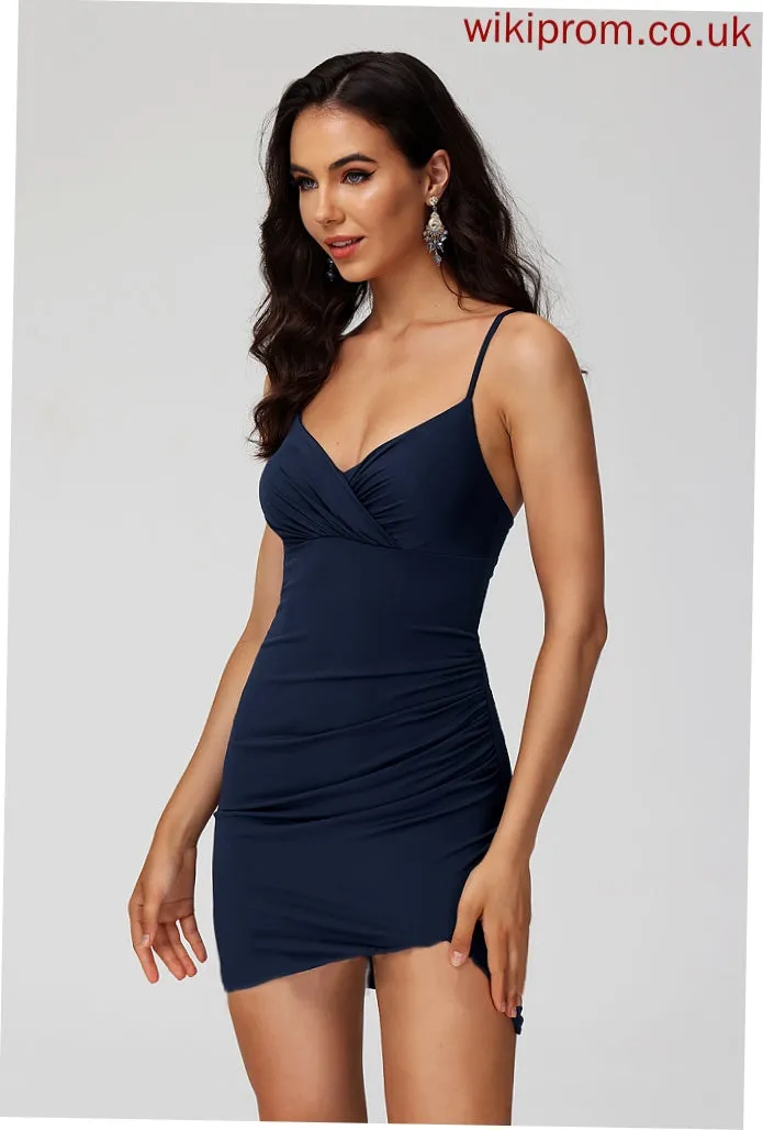 With Jersey Short/Mini Homecoming Dress Homecoming Dresses Madalyn Pleated V-neck Sheath/Column