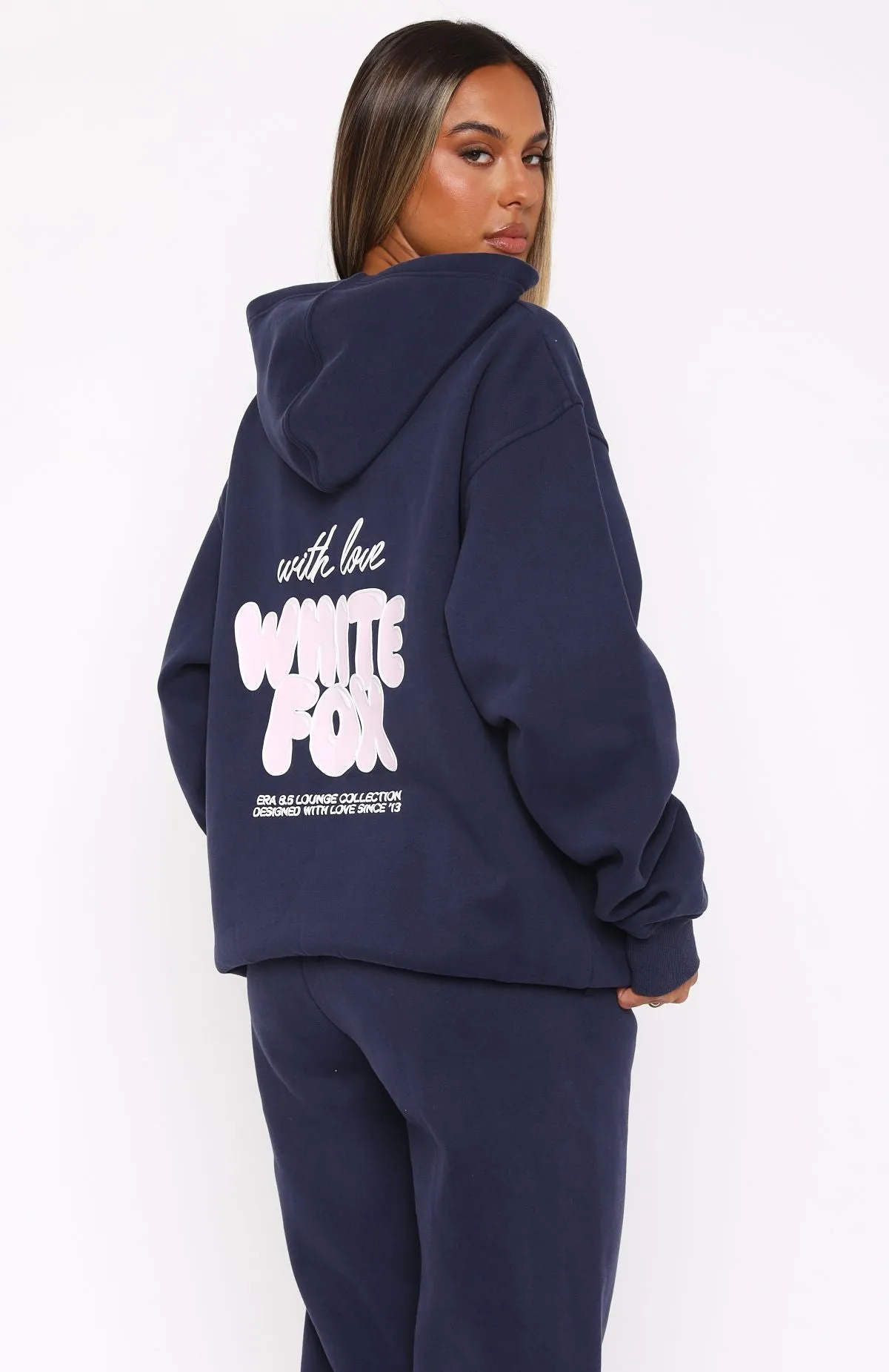 With Love Always Oversized Hoodie Navy Unisex Fit