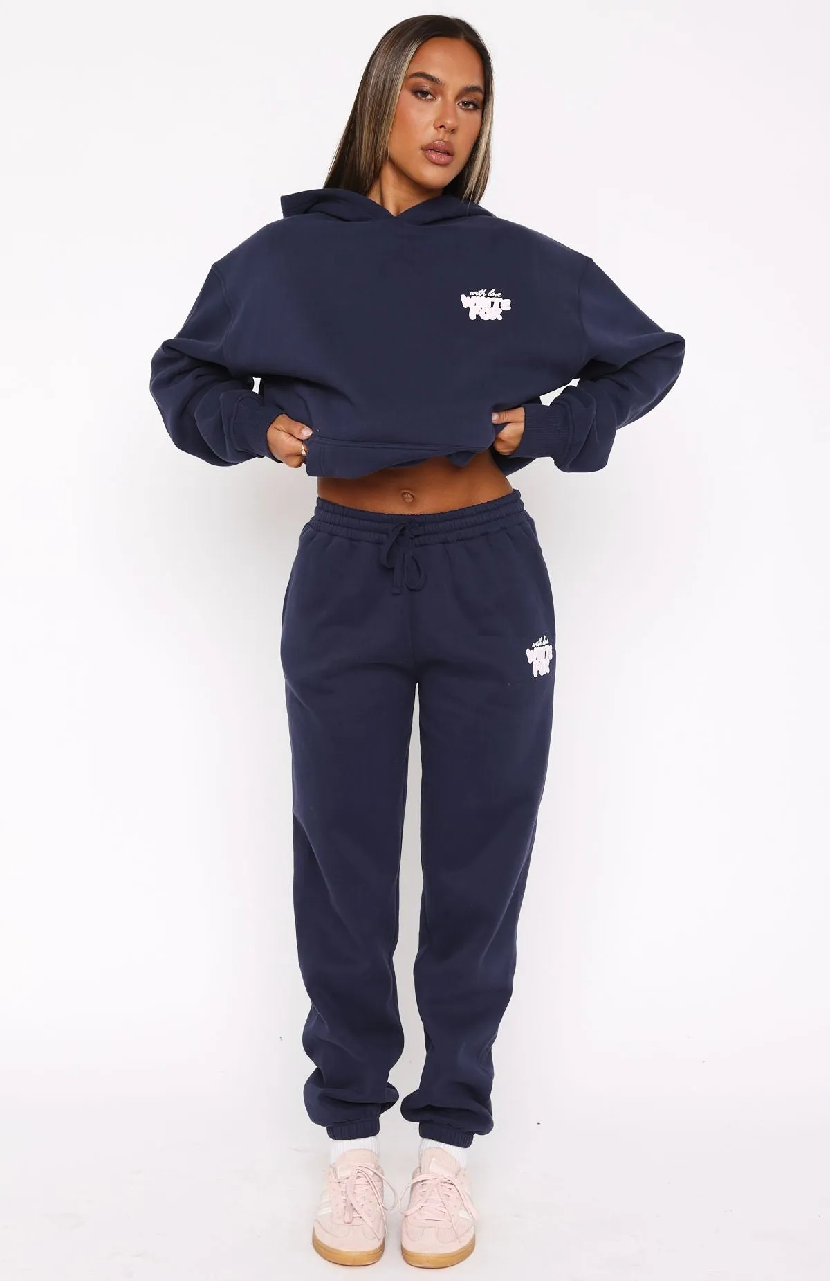 Flexible Side Gusset Simple Look With Love Always Sweatpants Navy