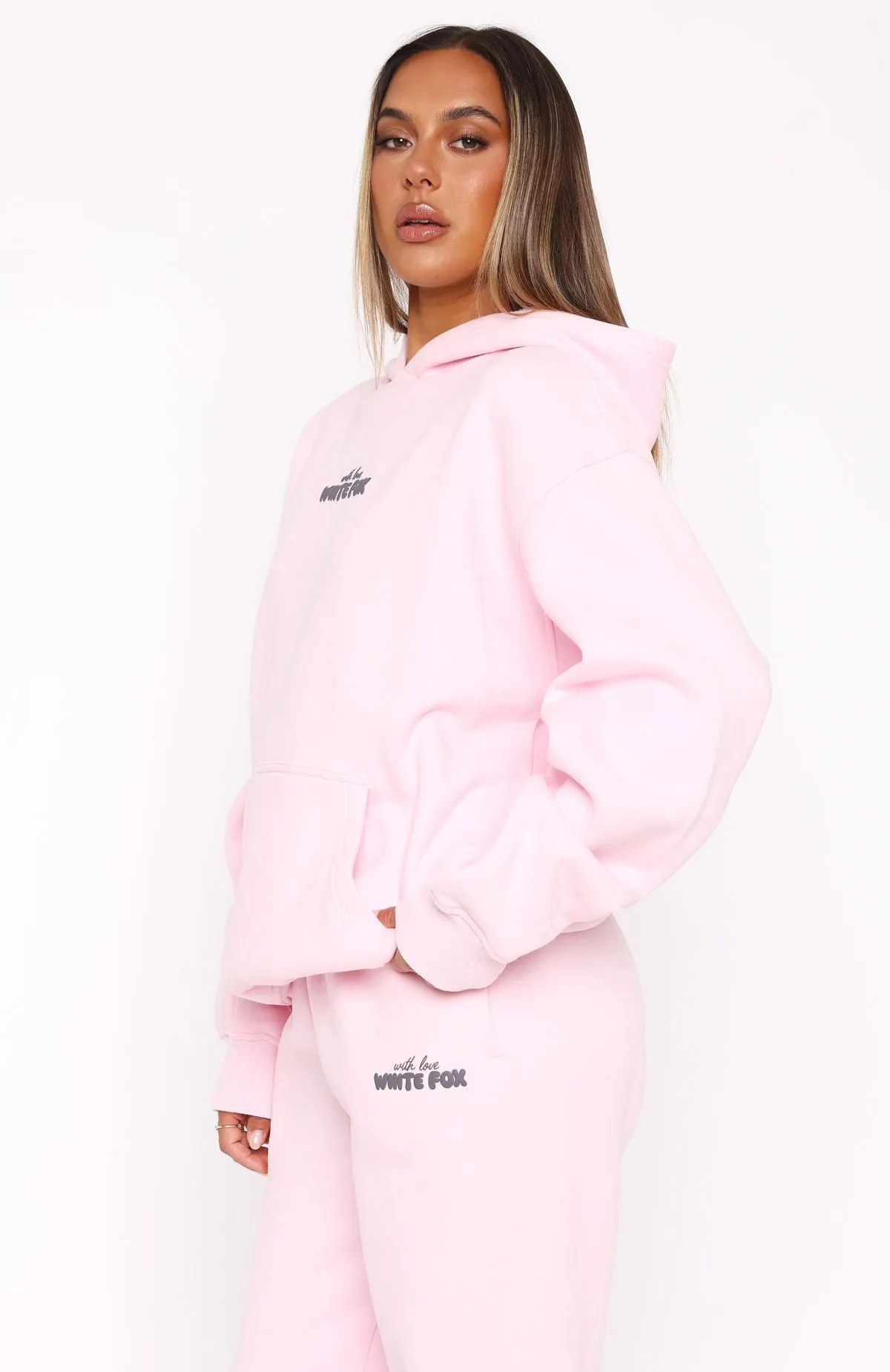 With Love In The Moment Oversized Hoodie Pink Clean Cut