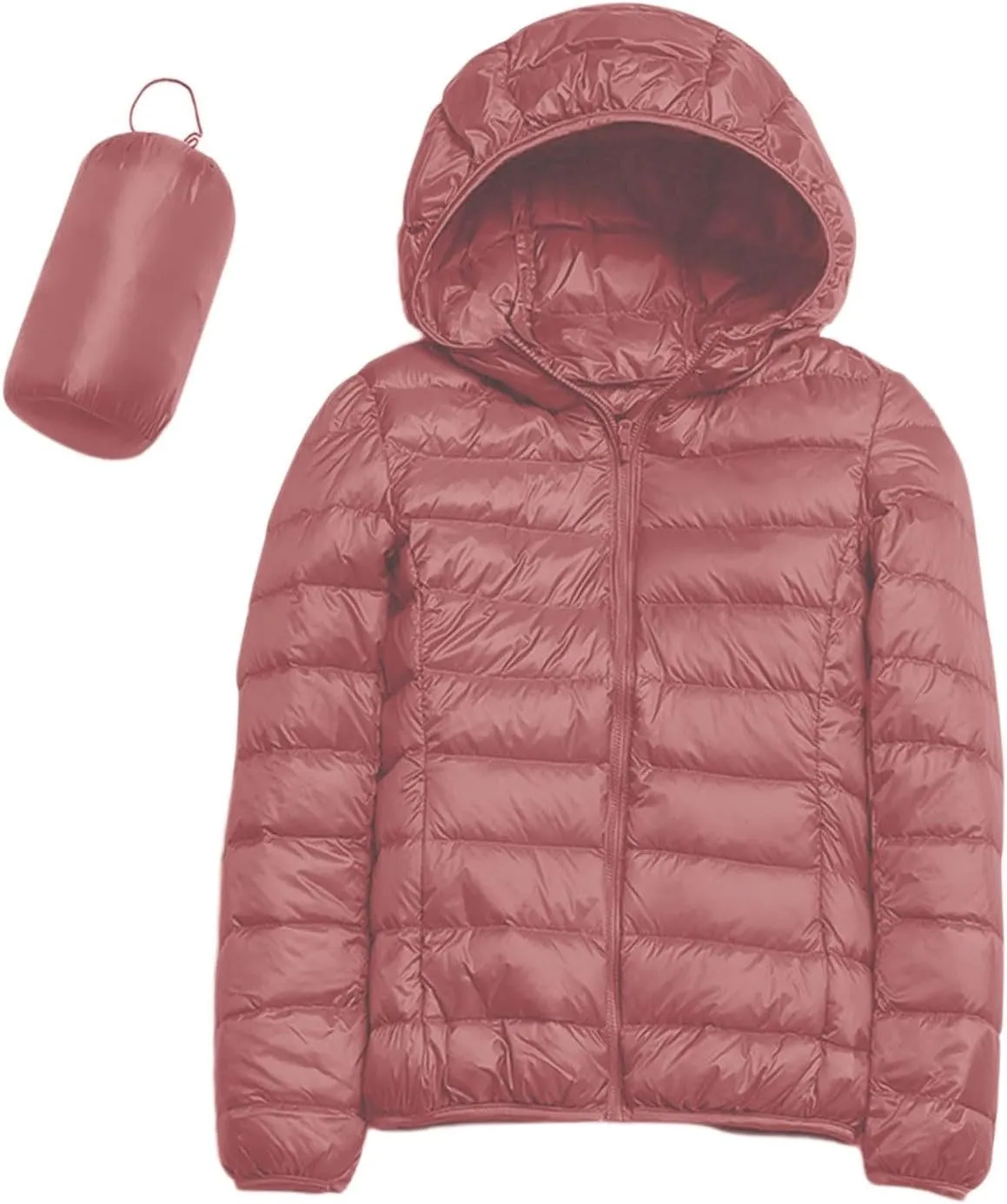 Women 2024 Winter Quilted Puffer Coat Long Sleeve Hooded Waterproof Outwear Lightweight Warm Fit Overcoat Outdoor Suits