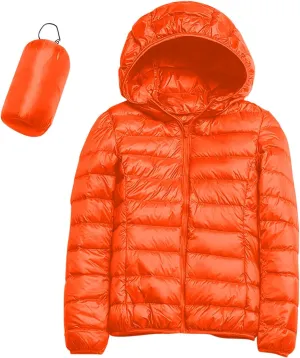 Women 2024 Winter Quilted Puffer Coat Long Sleeve Hooded Waterproof Outwear Lightweight Warm Fit Overcoat Outdoor Suits