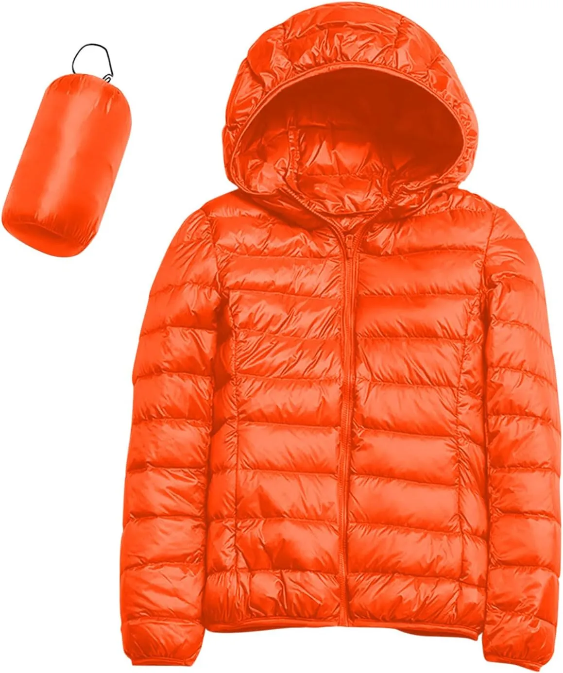 Women 2024 Winter Quilted Puffer Coat Long Sleeve Hooded Waterproof Outwear Lightweight Warm Fit Overcoat Outdoor Suits