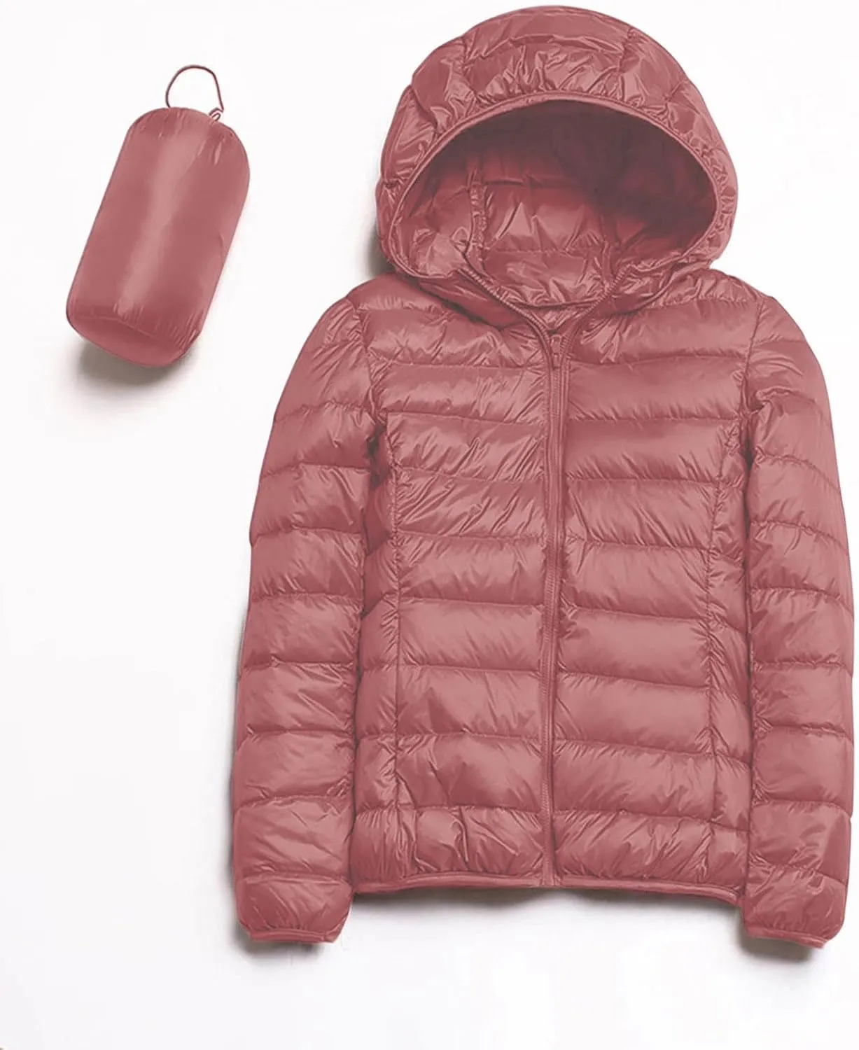 Women 2024 Winter Quilted Puffer Coat Long Sleeve Hooded Waterproof Outwear Lightweight Warm Fit Overcoat Outdoor Suits