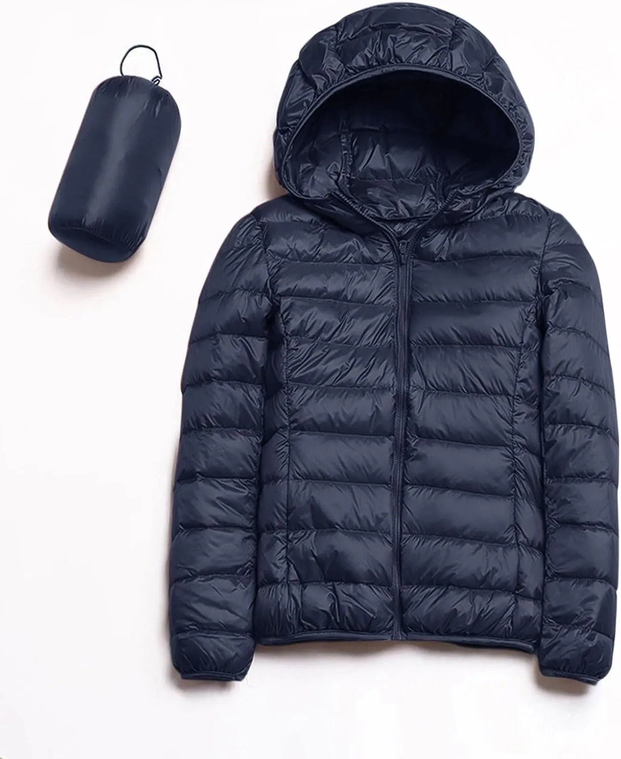 Women 2024 Winter Quilted Puffer Coat Long Sleeve Hooded Waterproof Outwear Lightweight Warm Fit Overcoat Outdoor Suits
