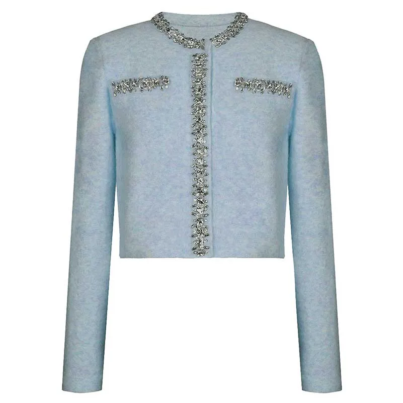 Women Knit Cardigan Jacket   Short Skirt Two Pieces Skirt Suit
