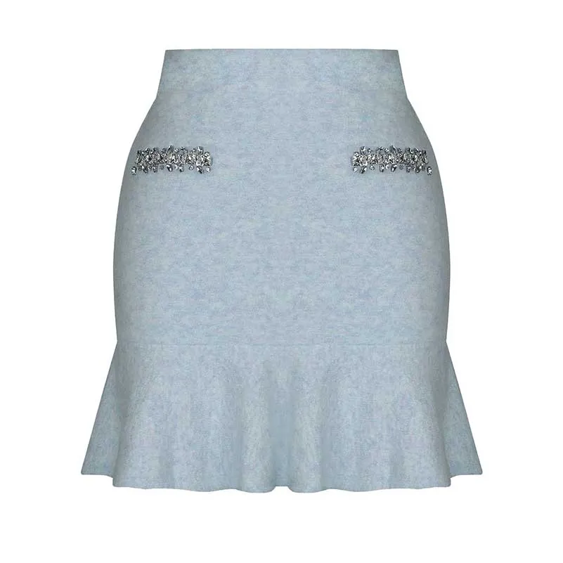 Women Knit Cardigan Jacket   Short Skirt Two Pieces Skirt Suit