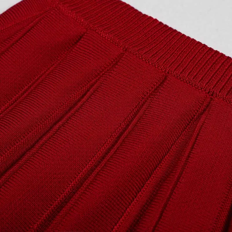 Women Knitted Cardigan Jacket   Pleated Short Skirt Two Pieces Skirt Suit