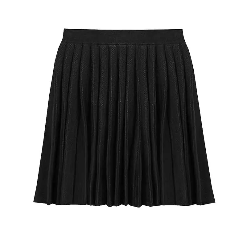 Women Knitted Cardigan Jacket   Pleated Short Skirt Two Pieces Skirt Suit