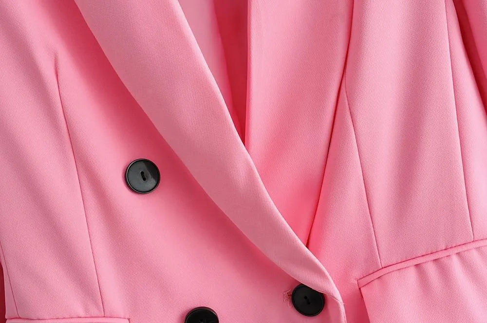 Women Pants Suit, double Breasted Women Suit, Pink