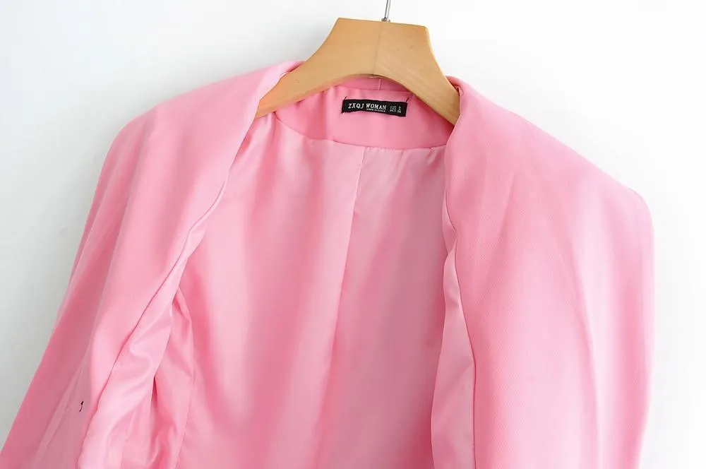 Women Pants Suit, double Breasted Women Suit, Pink