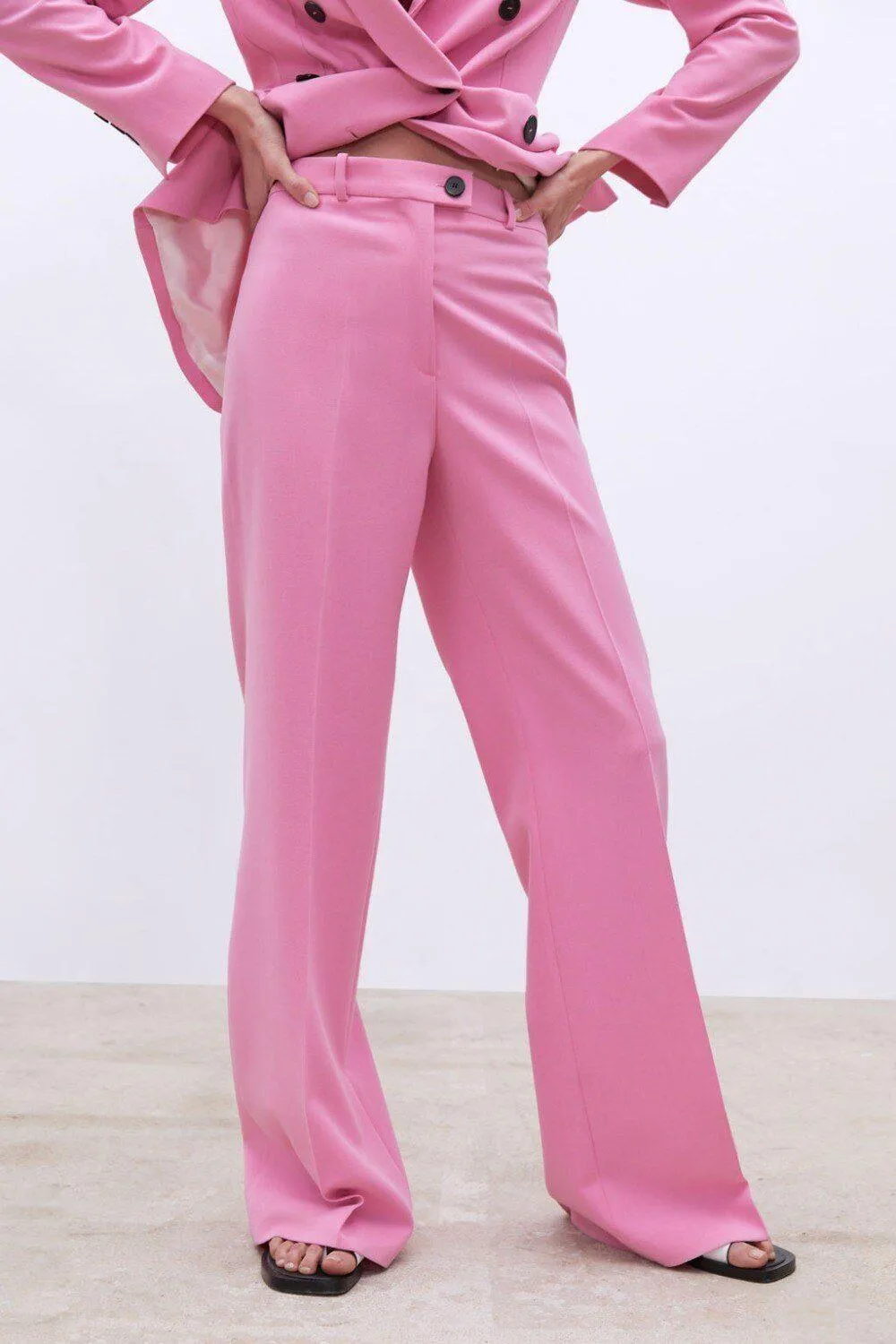 Women Pants Suit, double Breasted Women Suit, Pink
