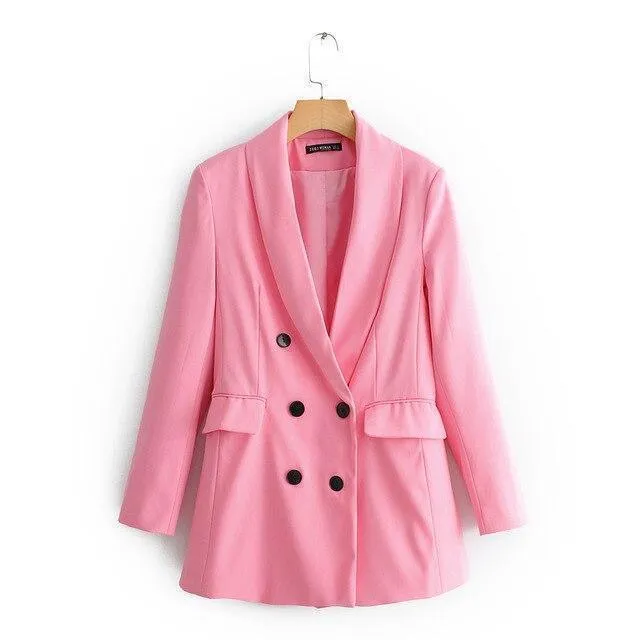 Women Pants Suit, double Breasted Women Suit, Pink