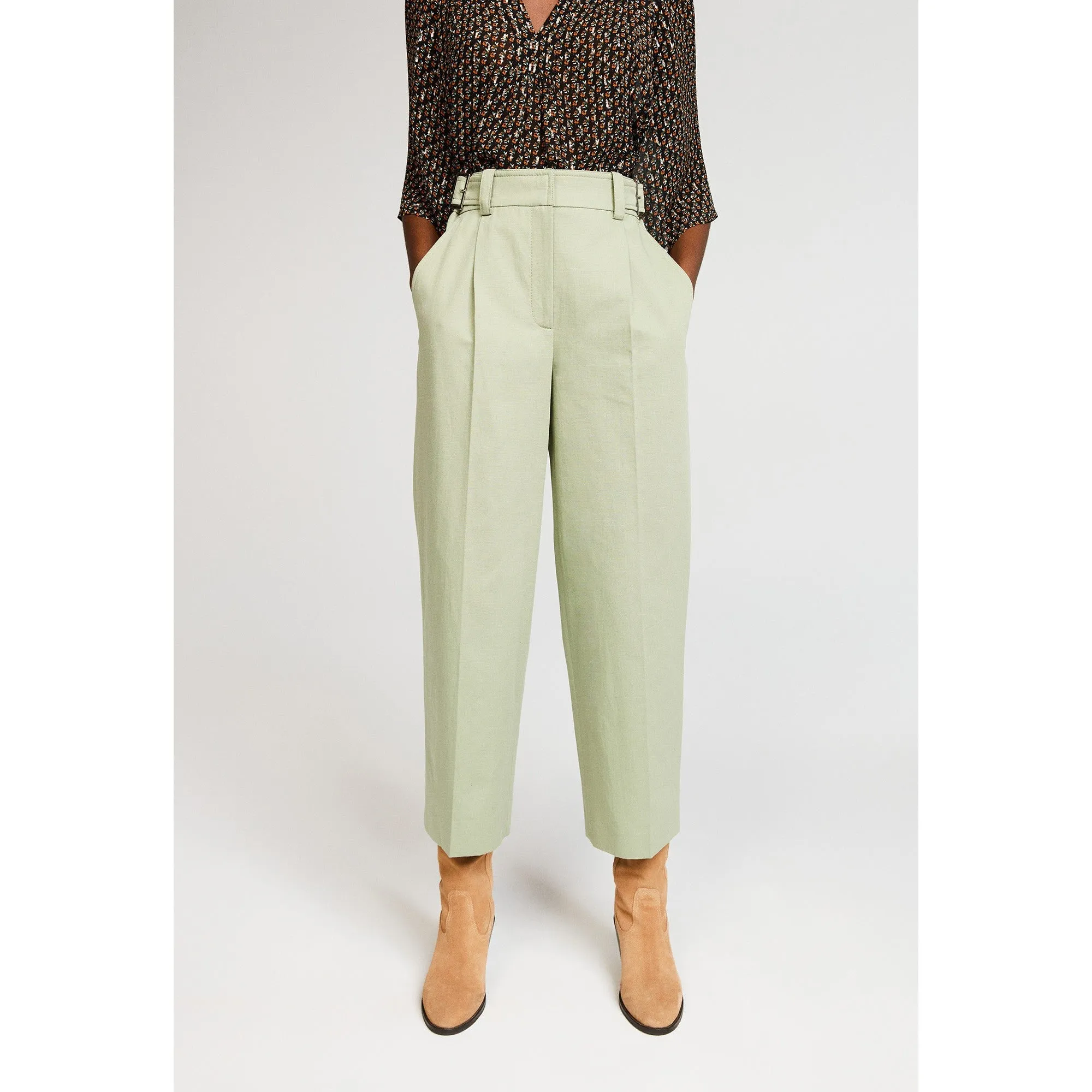Women Pleated Trousers - Lime