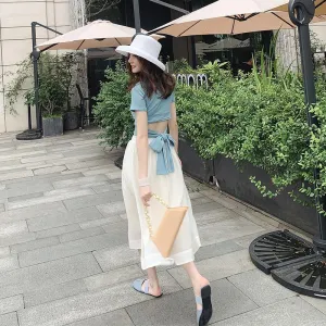Women Sets Elegant Two-Piece Chiffon Young Look Western Slim-Look Skirt