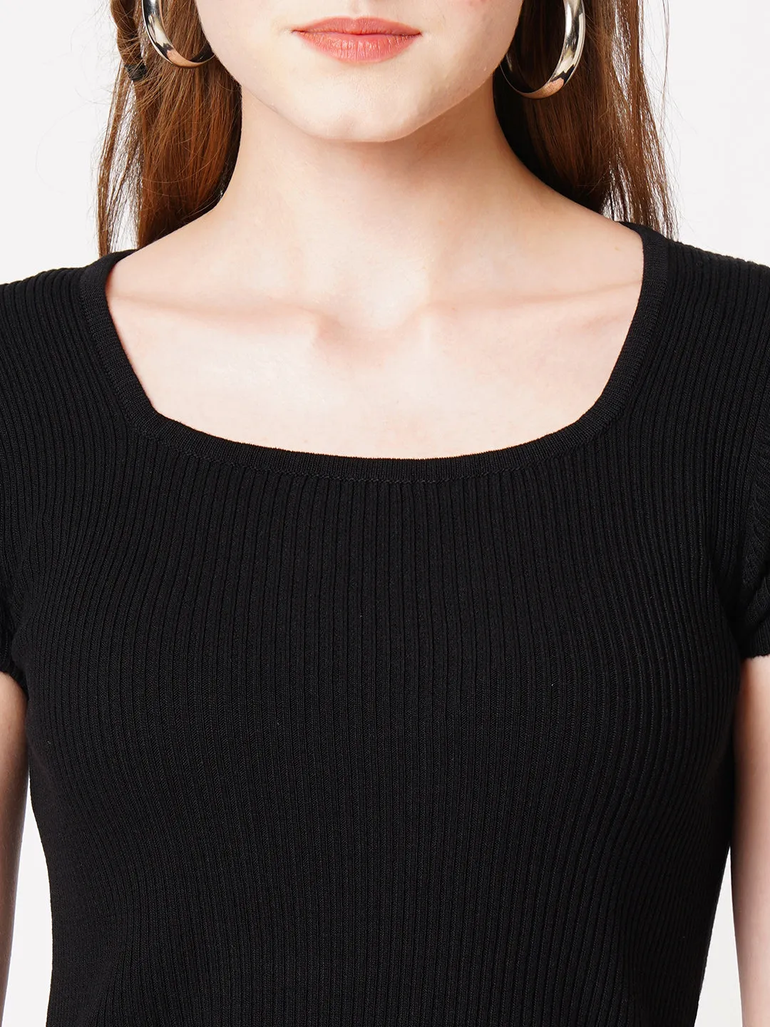 Women Solid Square-Neck Top
