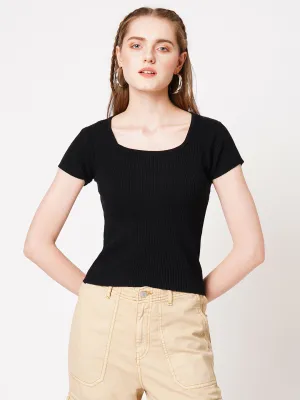 Women Solid Square-Neck Top