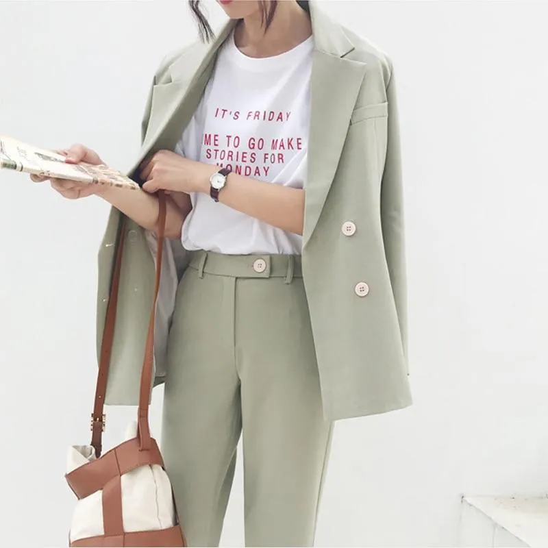 Women Suit Pants, Vintage Double Breast Trouser Suit