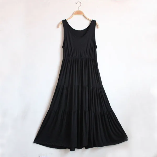 Women Summer Sleeveless Modal Plus Size Pregnant Woman Flare Loose Cake Dress