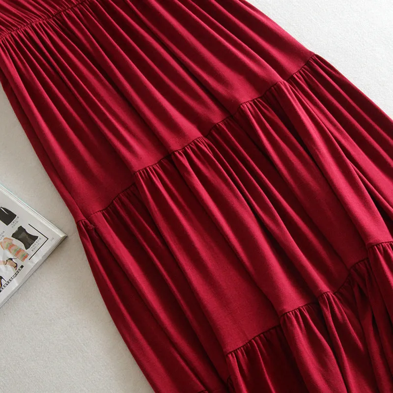 Women Summer Sleeveless Modal Plus Size Pregnant Woman Flare Loose Cake Dress
