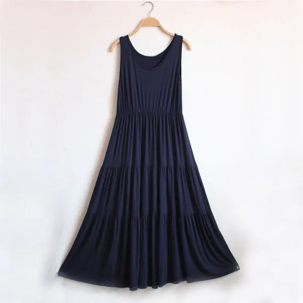 Women Summer Sleeveless Modal Plus Size Pregnant Woman Flare Loose Cake Dress