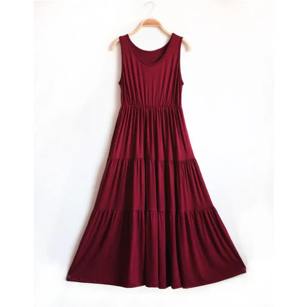 Women Summer Sleeveless Modal Plus Size Pregnant Woman Flare Loose Cake Dress