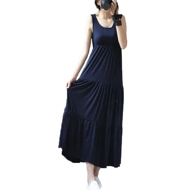 Women Summer Sleeveless Modal Plus Size Pregnant Woman Flare Loose Cake Dress