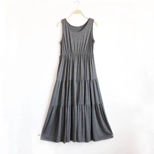 Women Summer Sleeveless Modal Plus Size Pregnant Woman Flare Loose Cake Dress