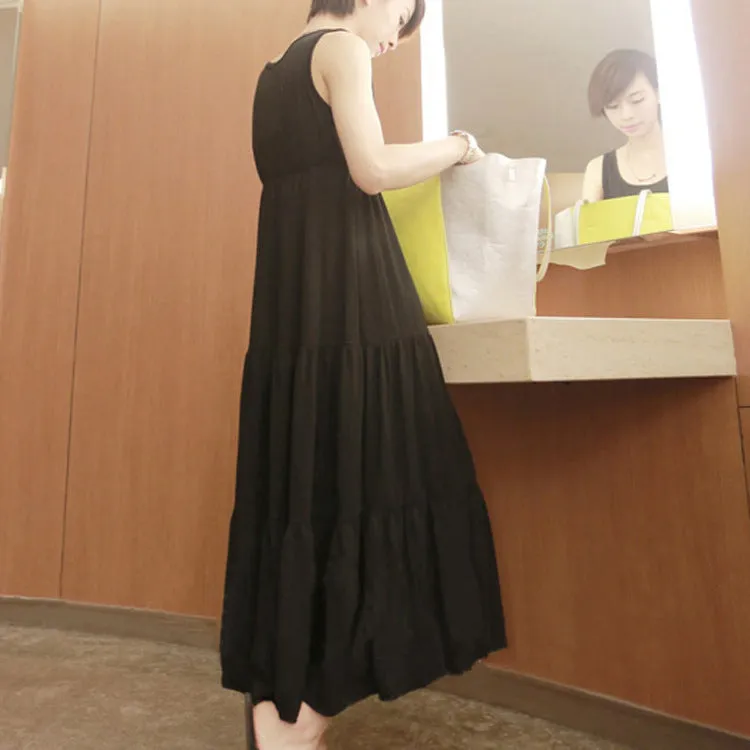 Women Summer Sleeveless Modal Plus Size Pregnant Woman Flare Loose Cake Dress