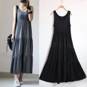 Women Summer Sleeveless Modal Plus Size Pregnant Woman Flare Loose Cake Dress