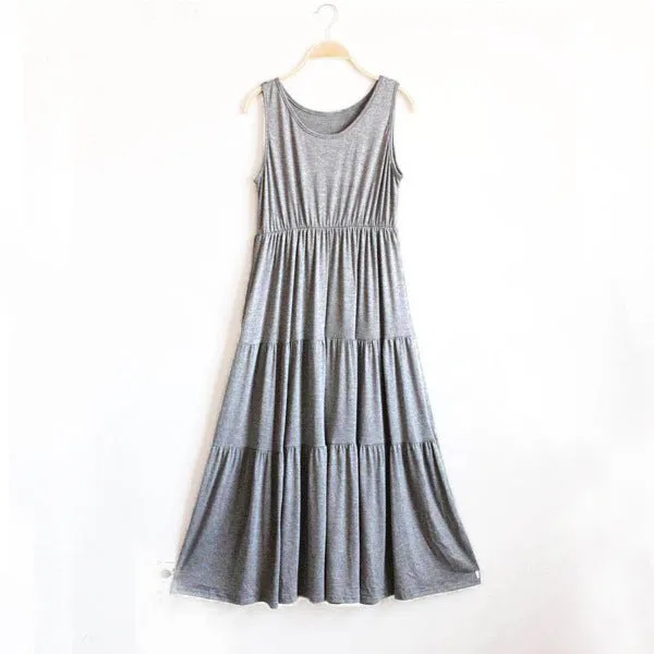Women Summer Sleeveless Modal Plus Size Pregnant Woman Flare Loose Cake Dress