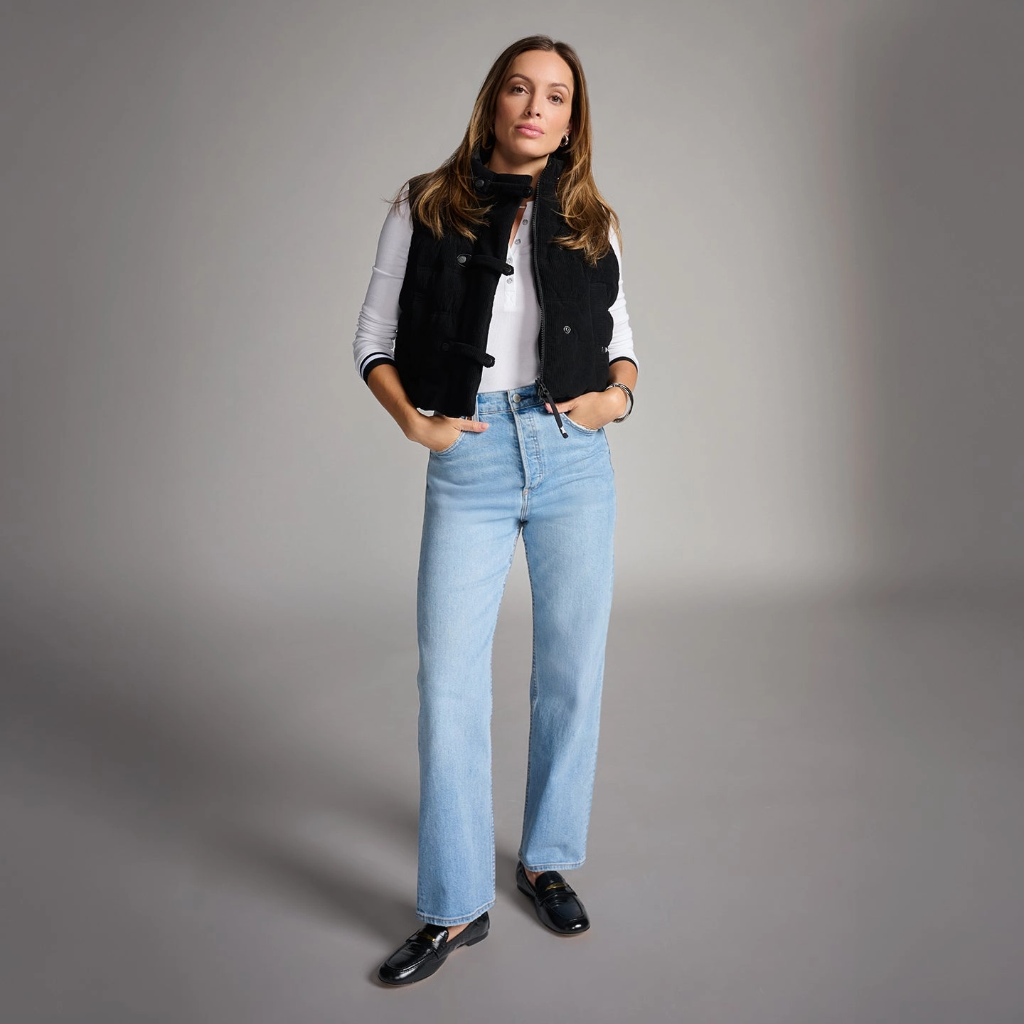 Flexible Joint Articulation ReinforcedEdging Women's Cozy Corduroy Puffer Vest