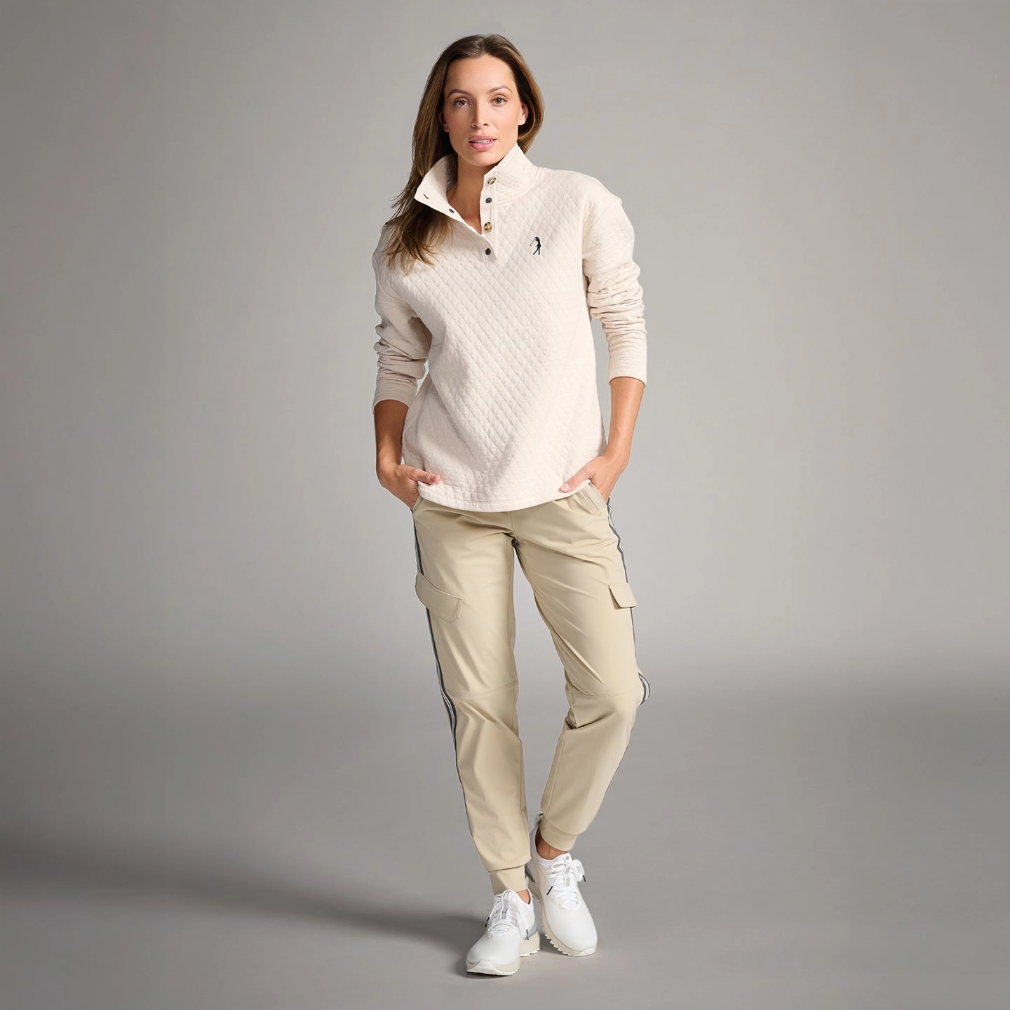 Subtle Color Tone Women's #SheGolfs Quilted Pullover