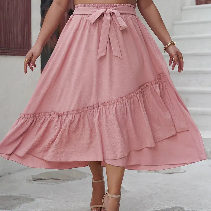 Women's A-Line 4XL Fashion Designer High Waisted Long Skirts (Plus Size)