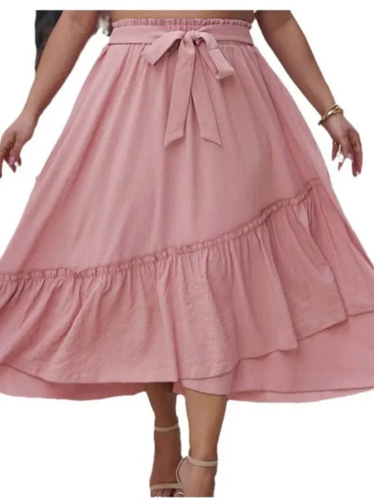 Women's A-Line 4XL Fashion Designer High Waisted Long Skirts (Plus Size)