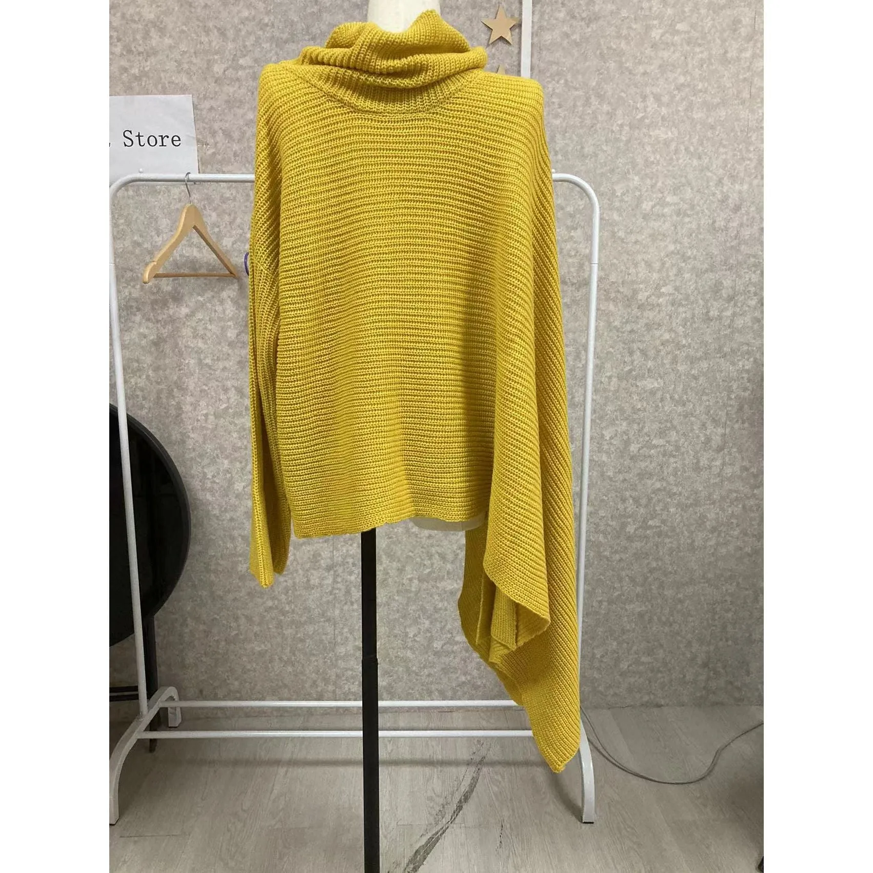 Women's Asymmetric Turtleneck Long Sleeve Side Split Knit Sweater