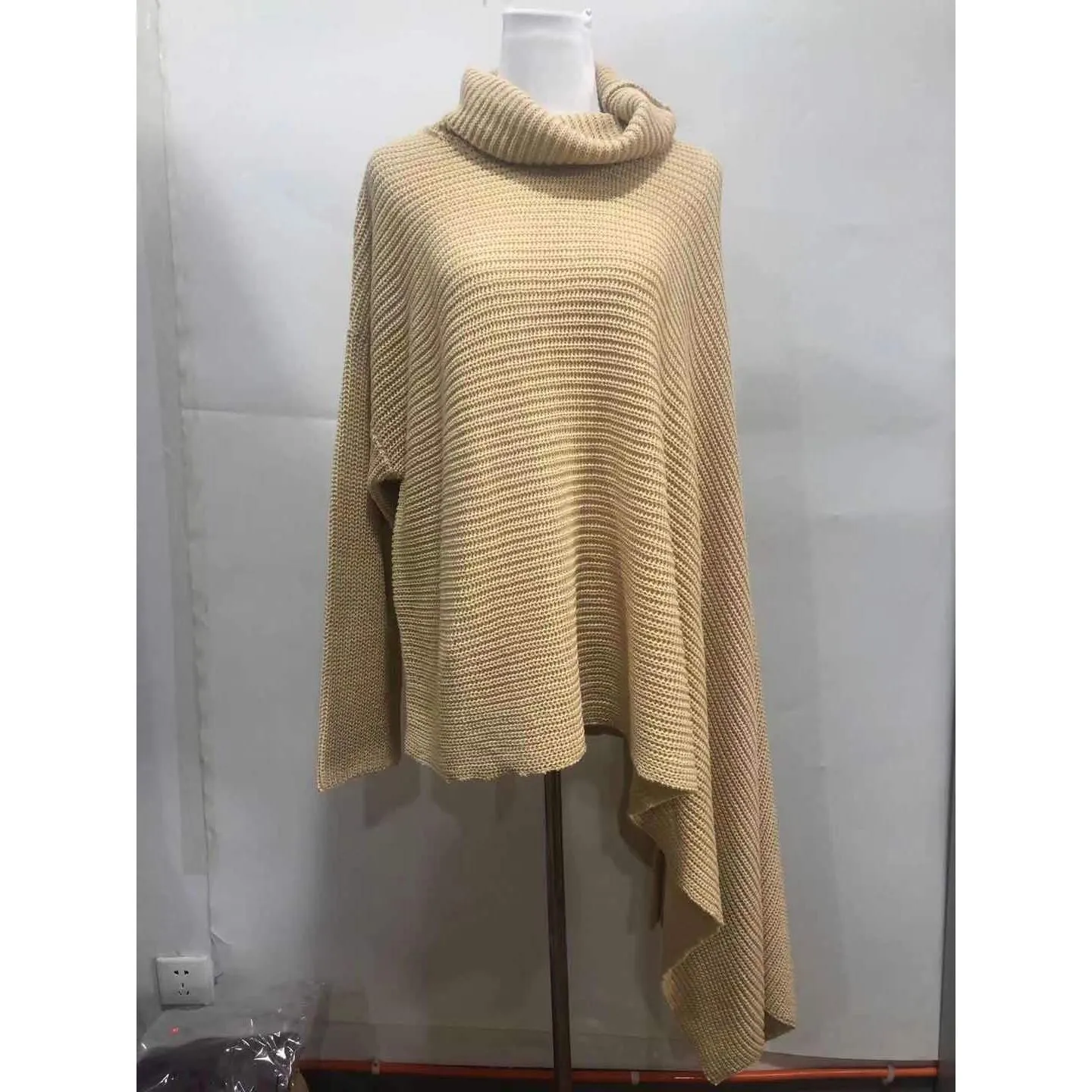Women's Asymmetric Turtleneck Long Sleeve Side Split Knit Sweater