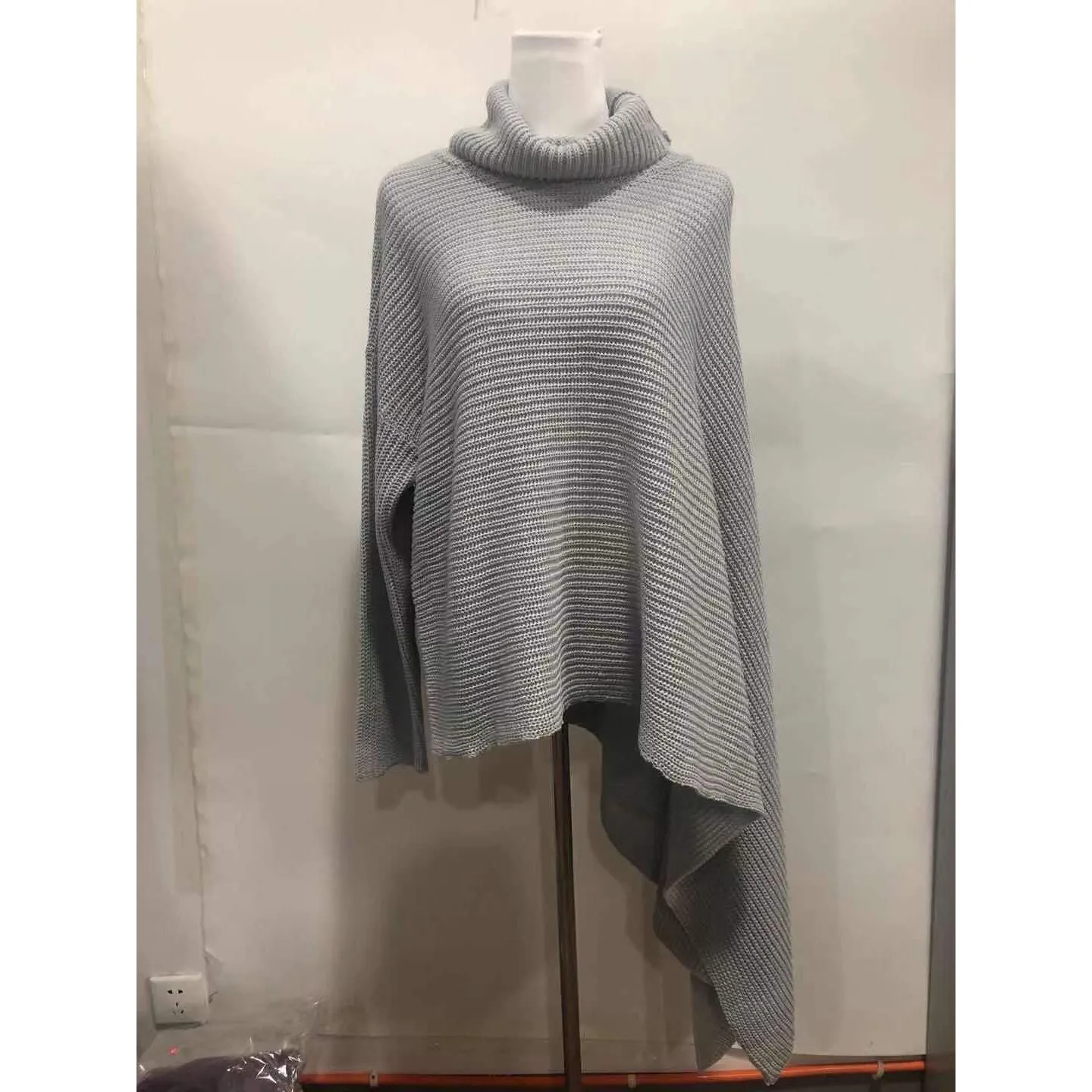Women's Asymmetric Turtleneck Long Sleeve Side Split Knit Sweater