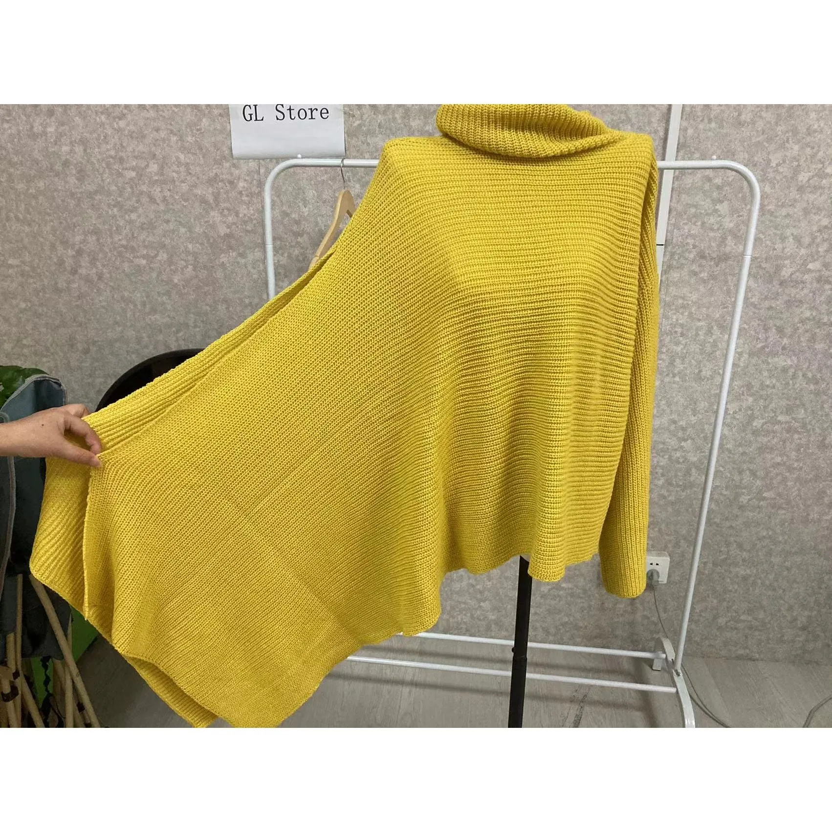 Women's Asymmetric Turtleneck Long Sleeve Side Split Knit Sweater