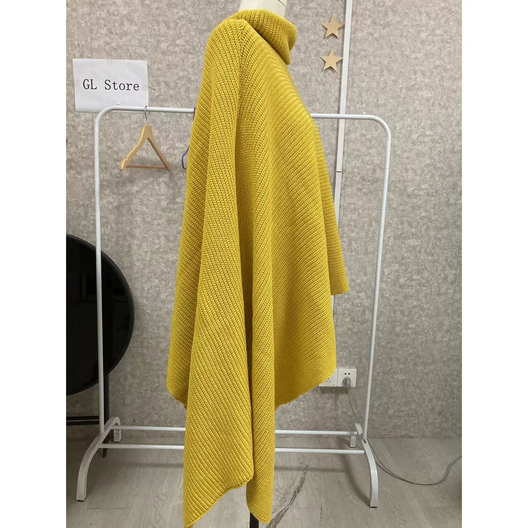 Women's Asymmetric Turtleneck Long Sleeve Side Split Knit Sweater
