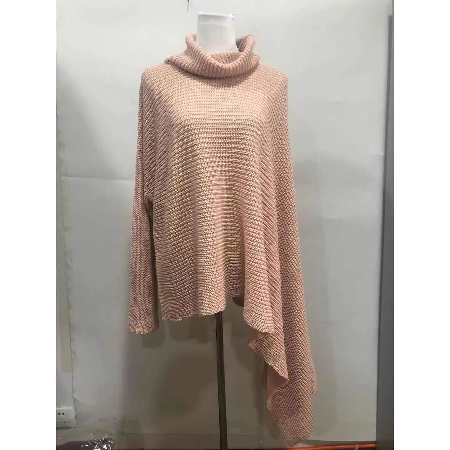 Women's Asymmetric Turtleneck Long Sleeve Side Split Knit Sweater
