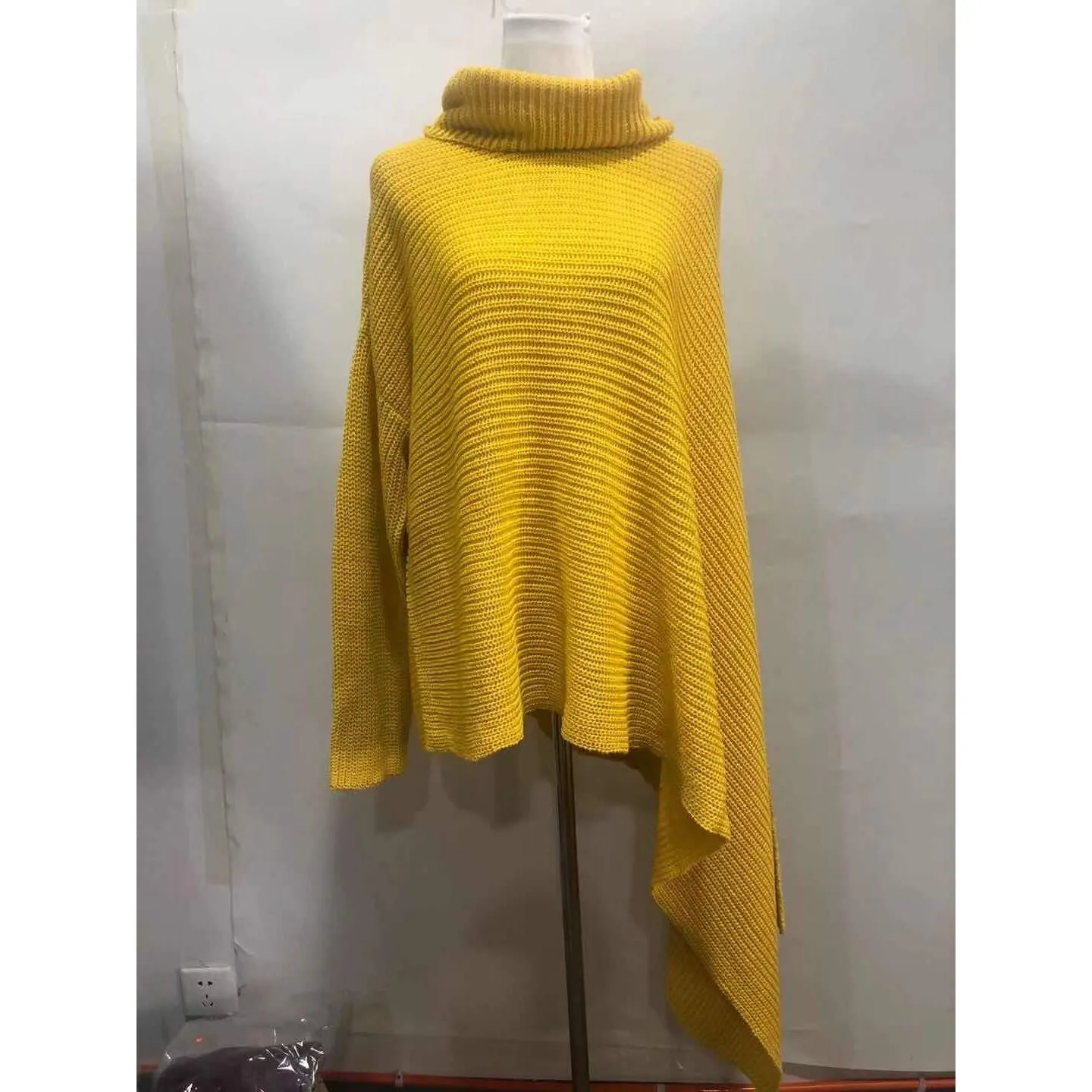 Women's Asymmetric Turtleneck Long Sleeve Side Split Knit Sweater